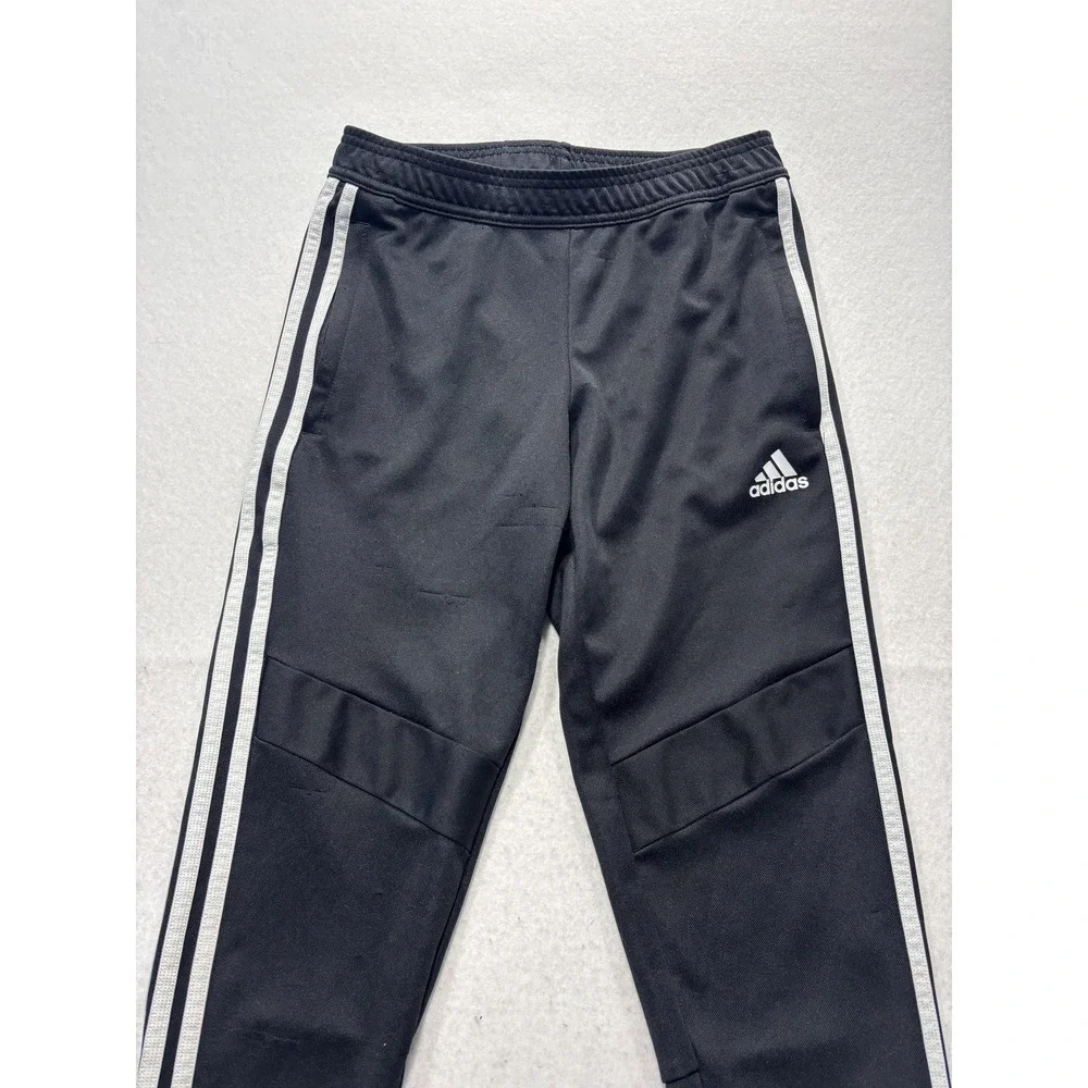 Adidas Track Pants Mens XS Black AEROREADY Elastic Waist Side Stripe Tapered